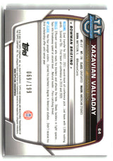Xazavian Valladay 2022 Bowman University Chrome Blue RayWave Refractor #64 #/199