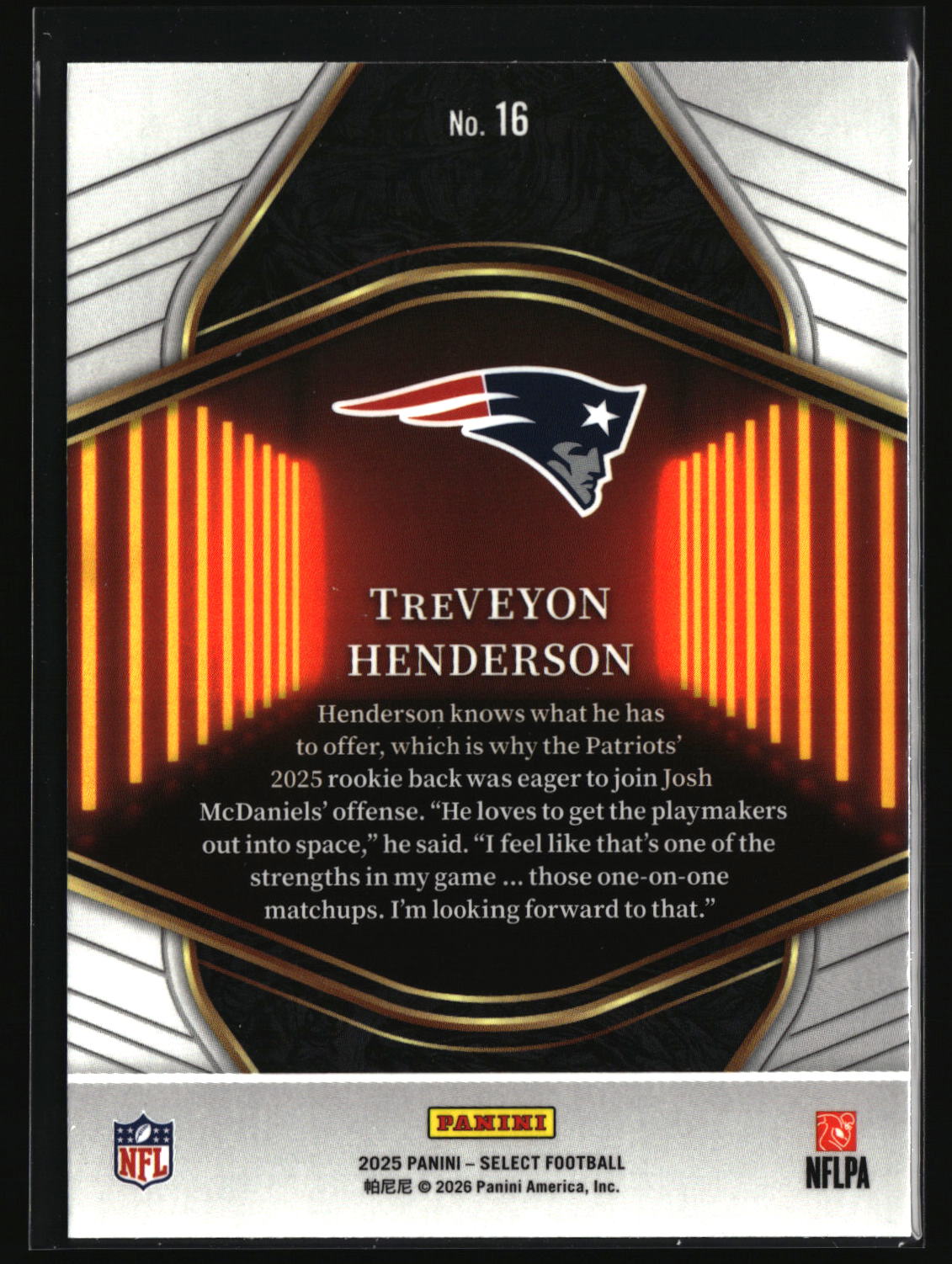 TreVeyon Henderson 2025 Panini Select Neon Icons #16
