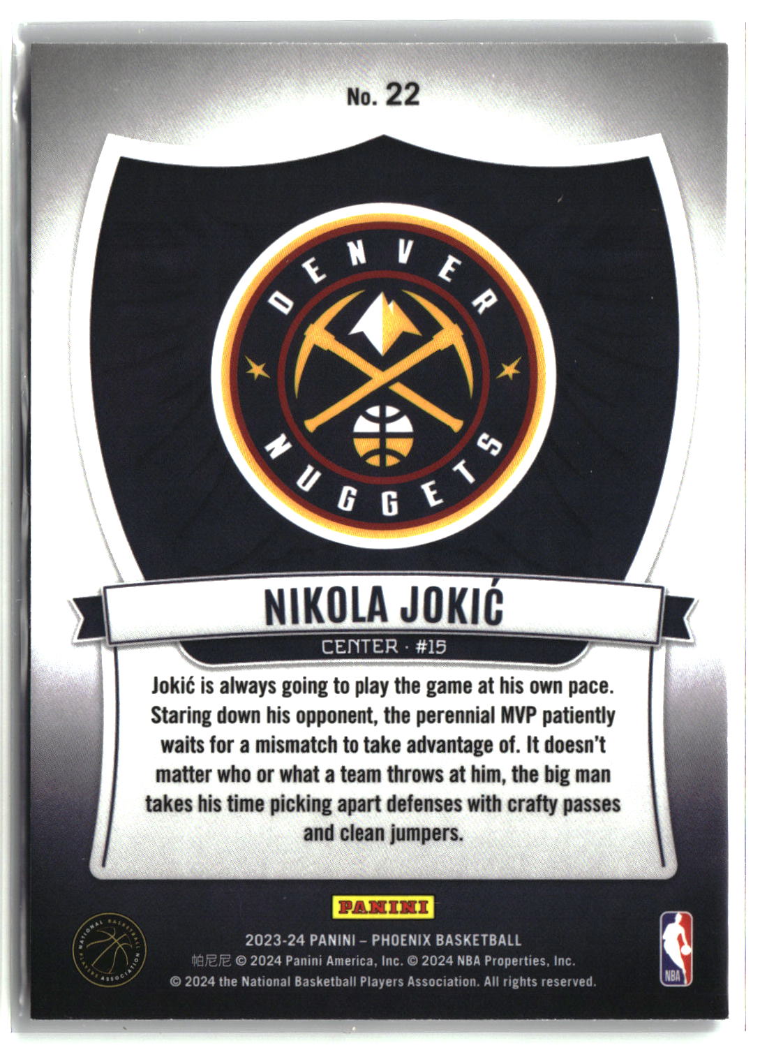 Nikola Jokic 2023-24 Panini Phoenix Crusade #22