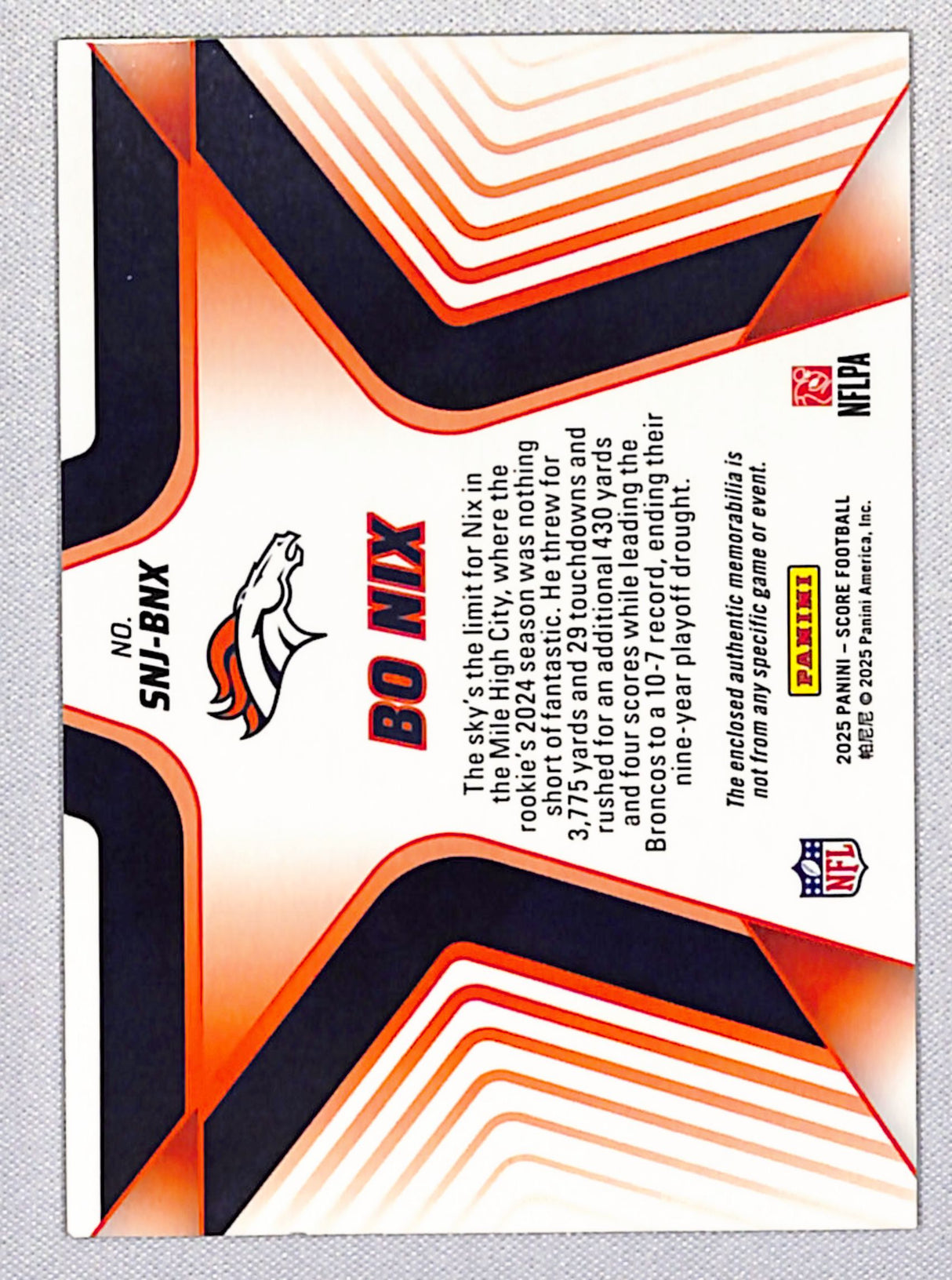Bo Nix 2025 Score Stars of the NFL Jerseys #SNJ-BNX