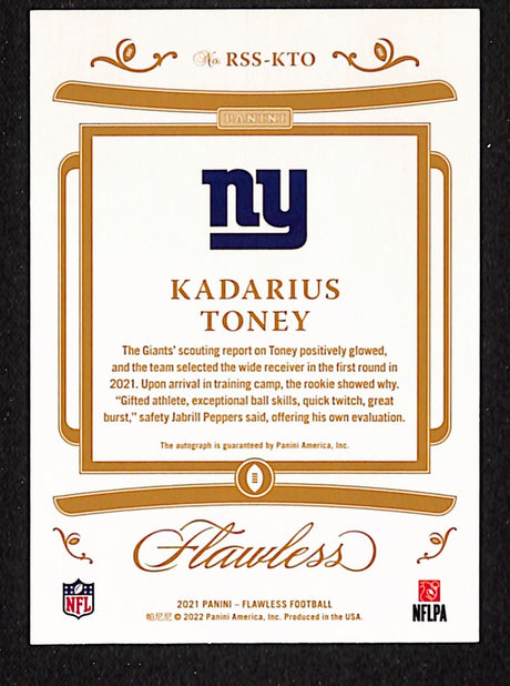 Kadarius Toney 2021 Panini Flawless Rookie Shadow Signatures Ruby #RSS-KTO #/15