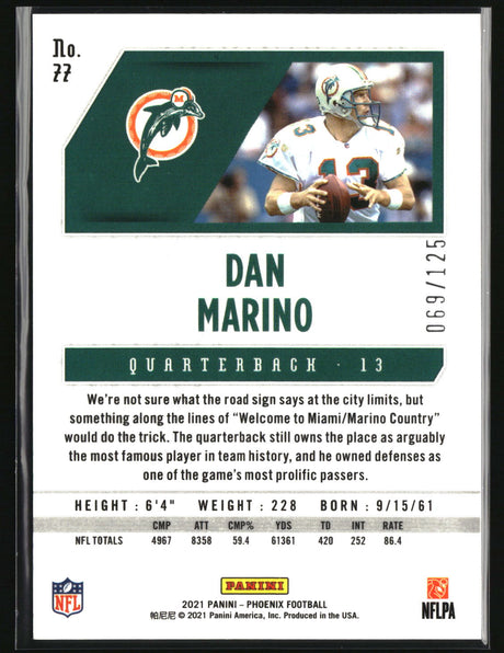 Dan Marino 2021 Panini Phoenix Purple #77 #/125