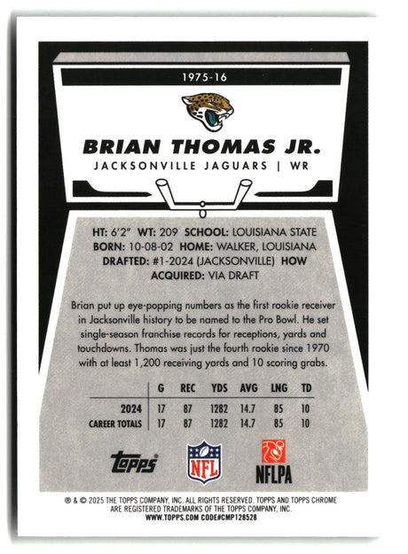 Brian Thomas Jr. 2025 Topps Chrome 1975 Topps #1975-16