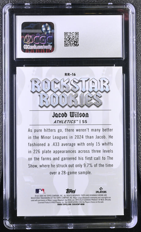 Jacob Wilson 2025 Bowman Rockstar Rookies #RR-16 CGC Authentic