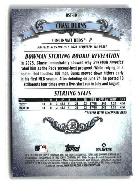 Chase Burns 2026 Bowman Bowman Sterling #BST-10