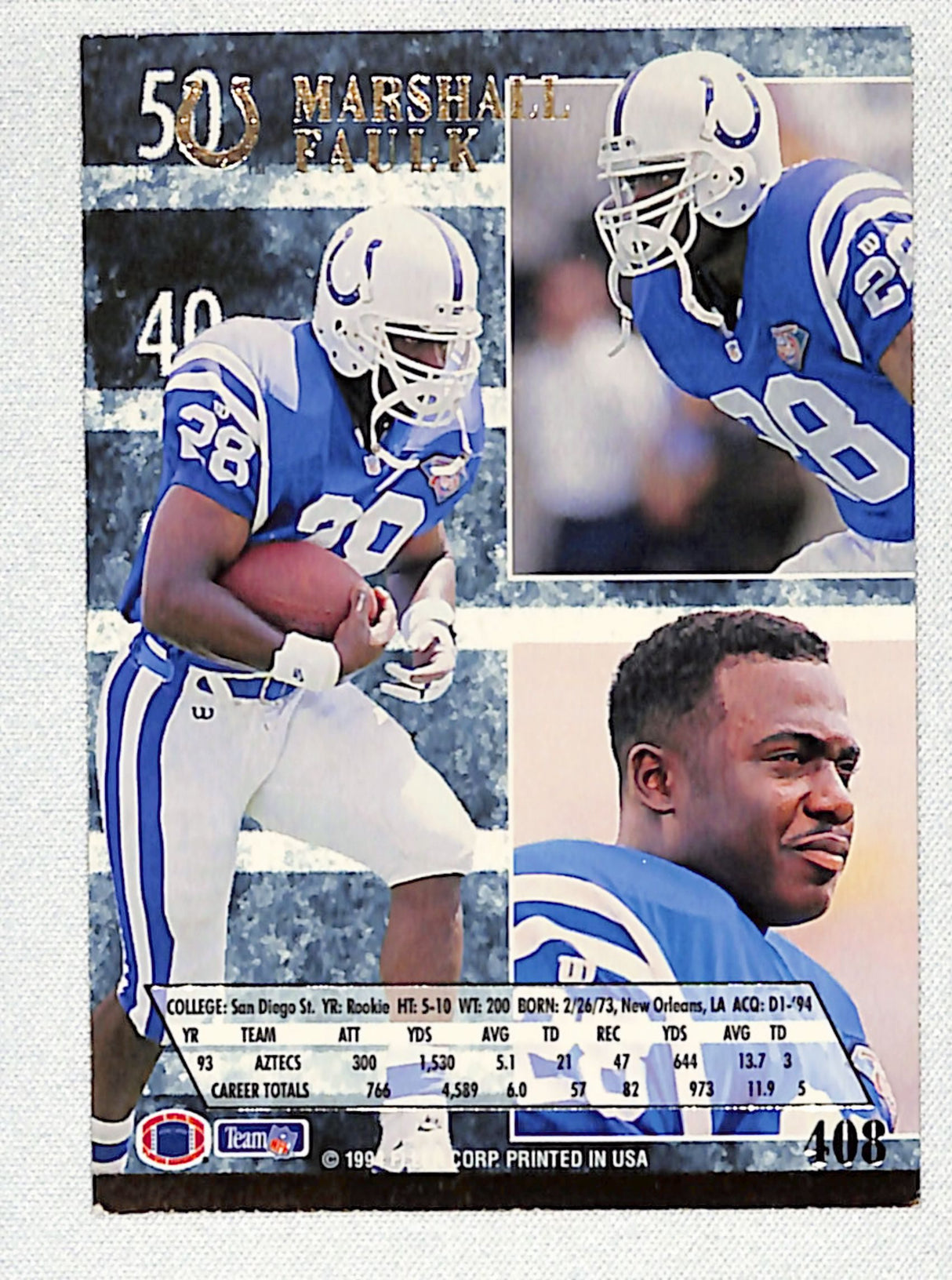 Marshall Faulk 1994 Ultra #408