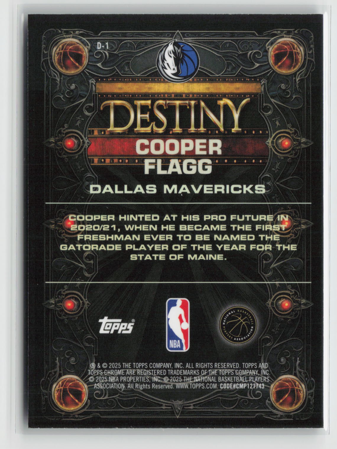 Cooper Flagg 2025-26 Topps Chrome Destiny #D-1