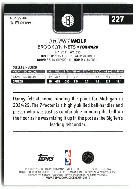 Danny Wolf 2025-26 Topps #227