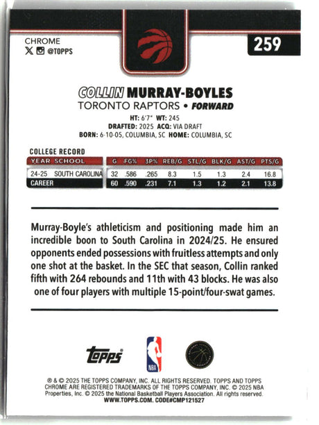 Collin Murray-Boyles 2025-26 Topps Chrome #259