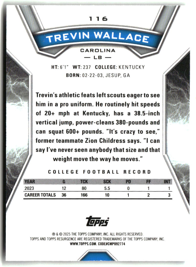 Trevin Wallace 2024 Topps Resurgence White Surge #116 #/125