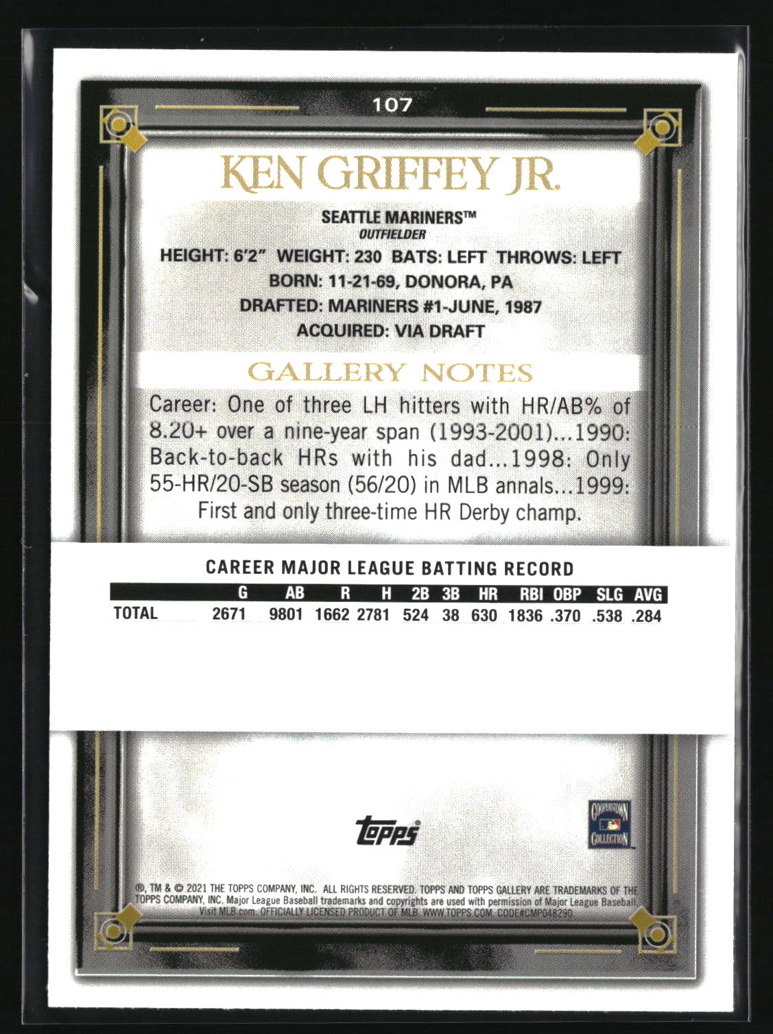 Ken Griffey Jr. 2021 Topps Gallery #107