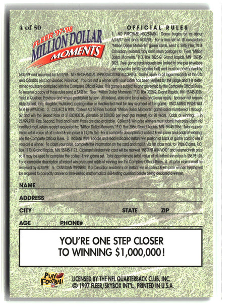 Barry Sanders 1997 Fleer Million Dollar Moments Game Cards #4