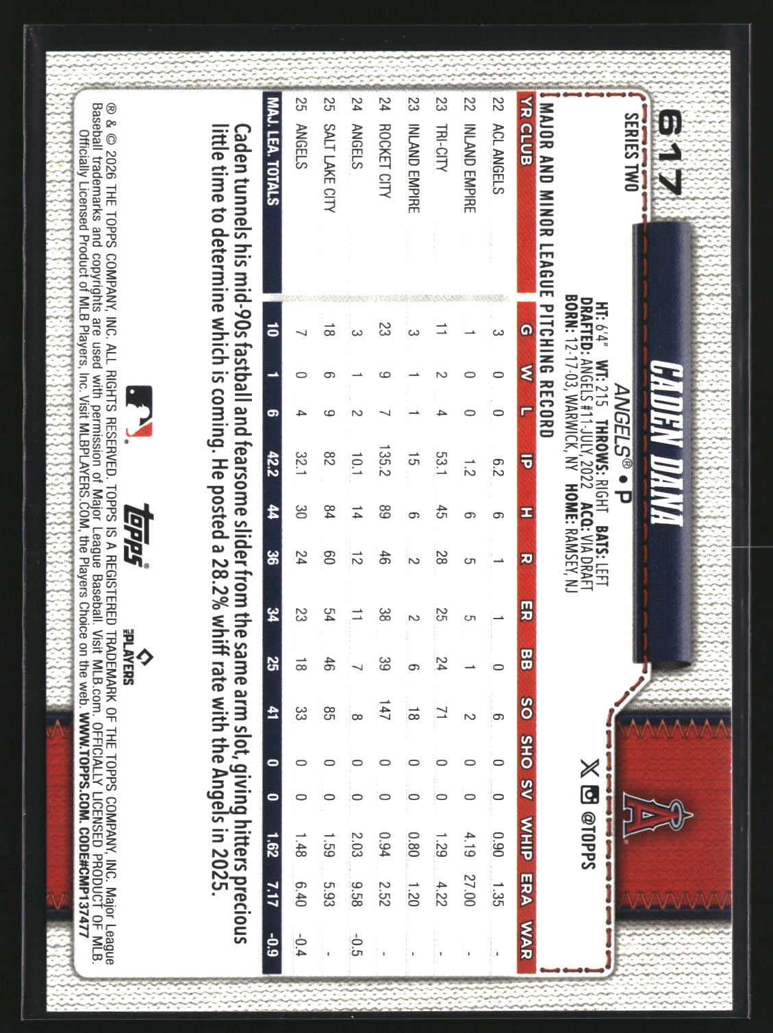 Caden Dana 2026 Topps #617