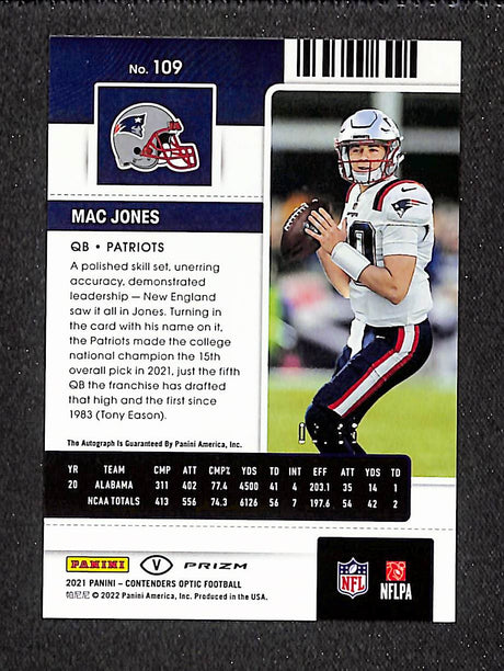 Mac Jones 2021 Panini Contenders Optic Rookie Ticket Teal #109B /35