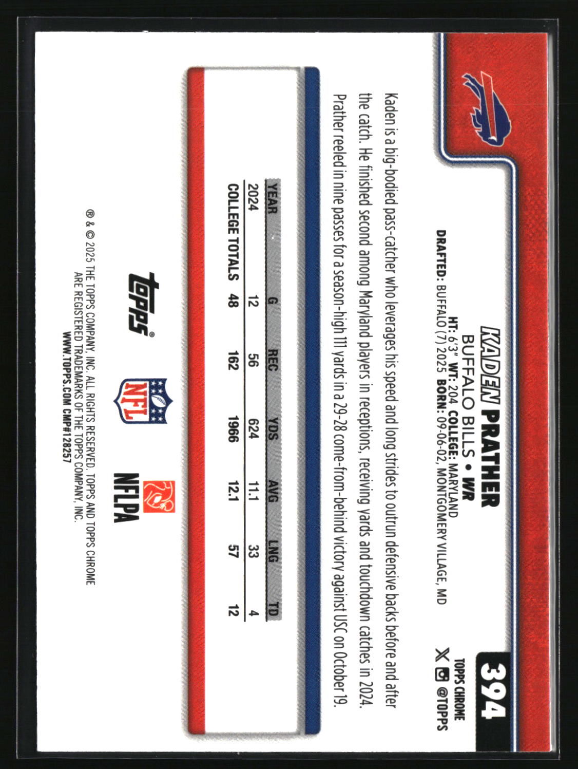Kaden Prather 2025 Topps Chrome #394
