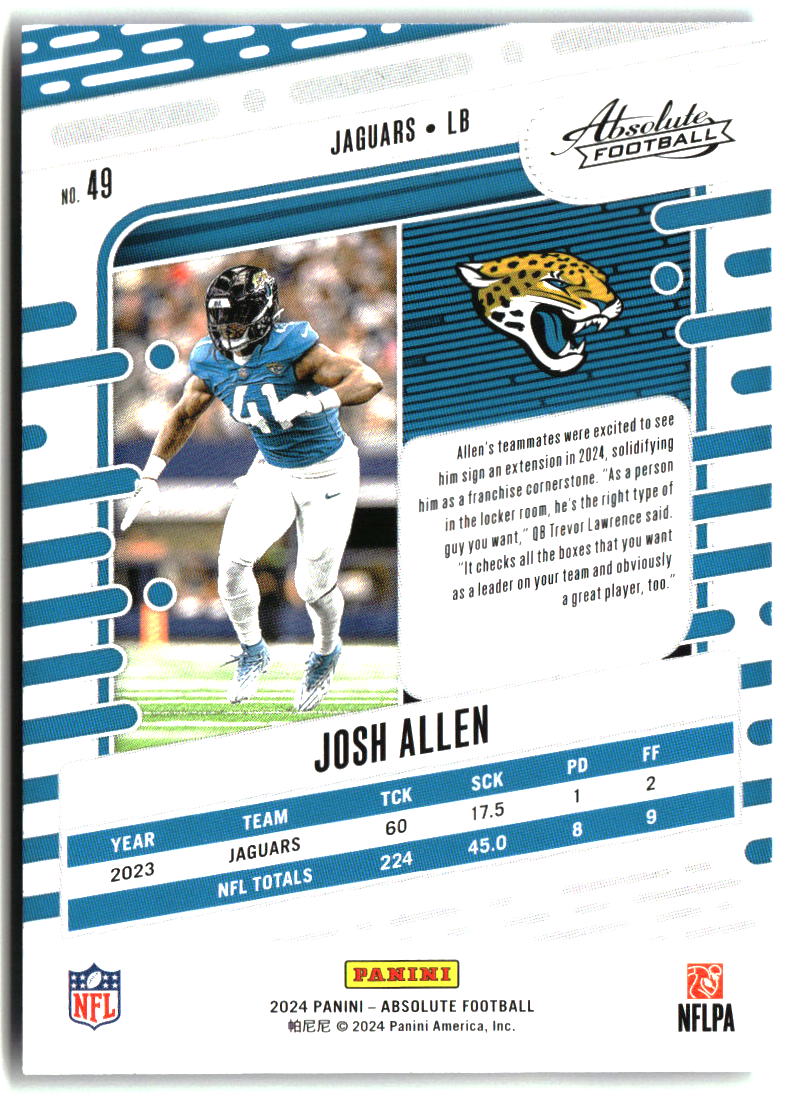 Josh Hines-Allen 2024 Panini Absolute Blue #49