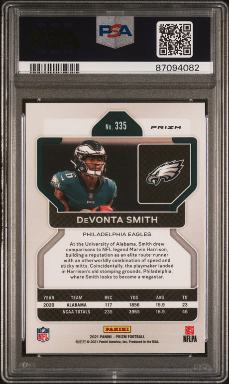 Devonta Smith 2021 Panini Prizm Pink #335 PSA 10