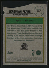 Jeremiah Fears 2025-26 Bowman Rookie Of The Year Favorites #RY-7