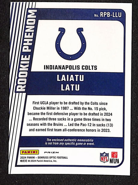 Laiatu Latu 2024 Donruss Optic Rookie Phenoms Blue Hyper #RPB-LLU