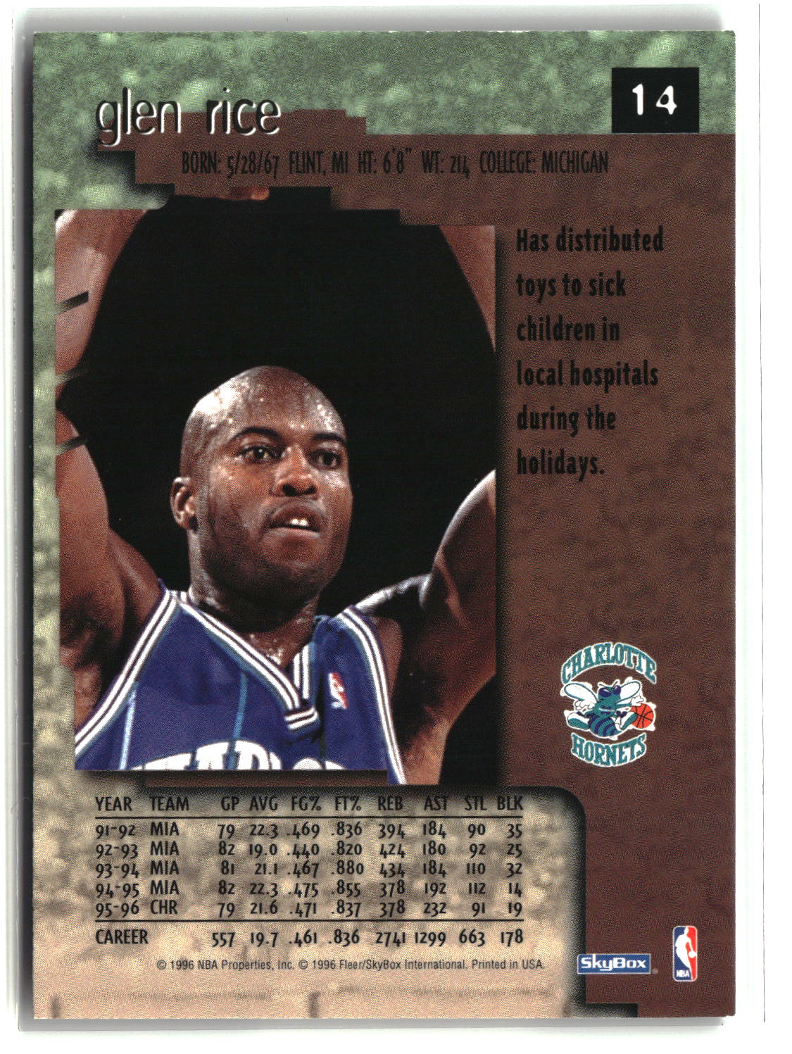 Glen Rice 1996-97 SkyBox Premium #14