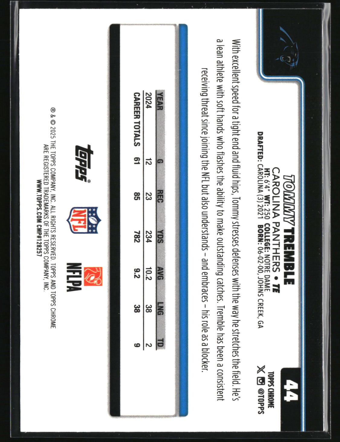 Tommy Tremble 2025 Topps Chrome Pulsar Refractor #44