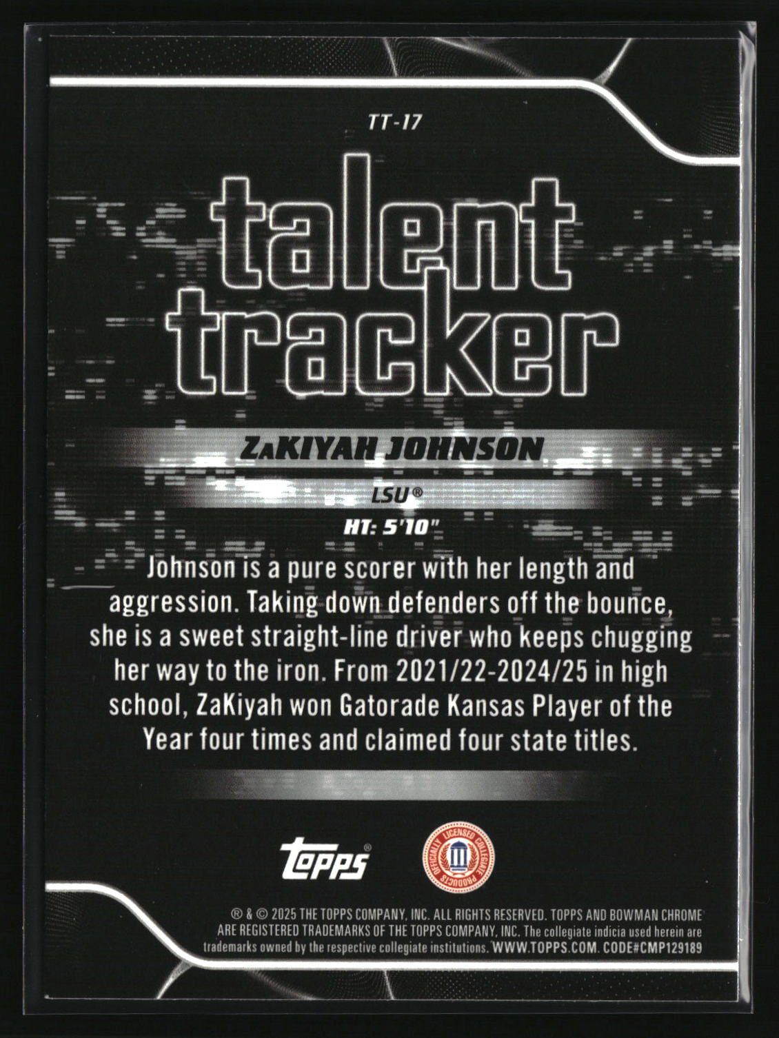 ZaKiyah Johnson 2025-26 Bowman Talent Tracker #TT-17