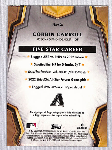 Corbin Carroll 2024 Topps Five Star #FSA-CCA