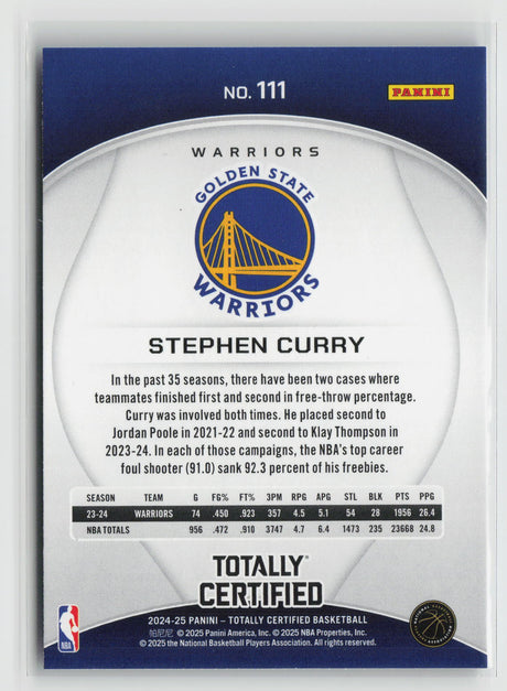 Stephen Curry 2024-25 Panini Totally Certified Mirror Maroon #111