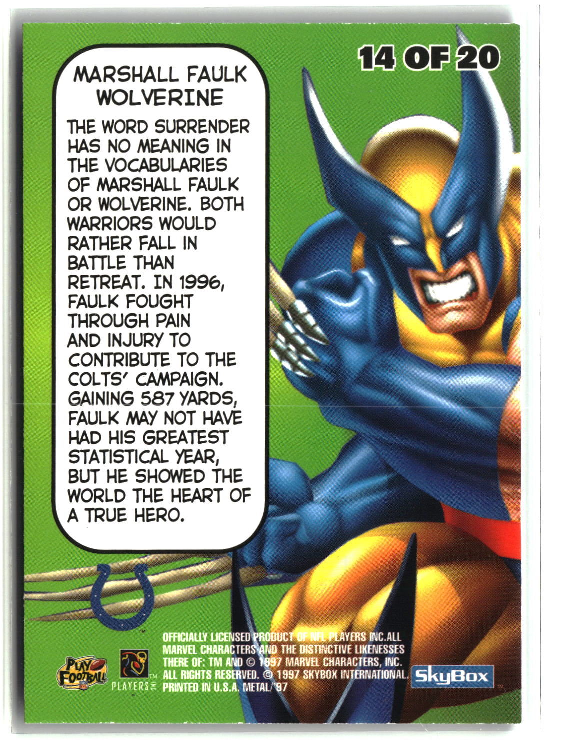 Marshall Faulk 1997 Metal Universe Marvel Metal Universe #14