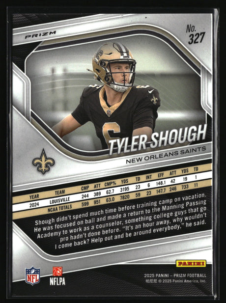 Tyler Shough 2025 Panini Prizm White Sparkle #327