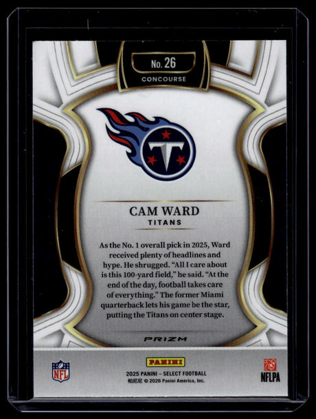 Cam Ward 2025 Panini Select Red and Blue Prizm Shock #26