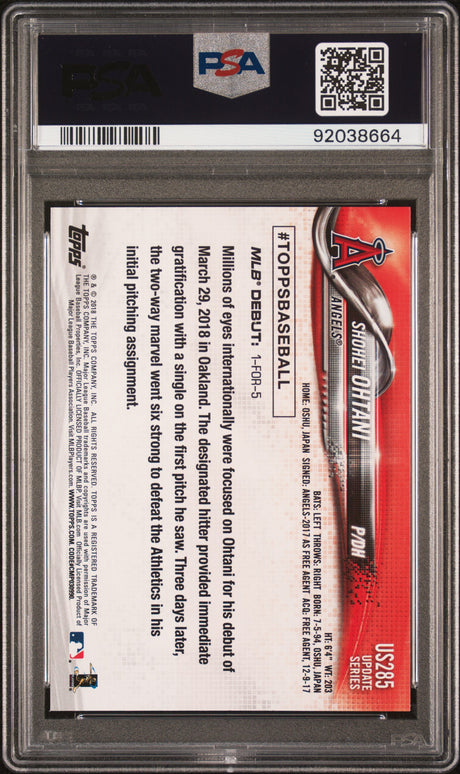 Shohei Ohtani 2018 Topps Update #US285 PSA 9