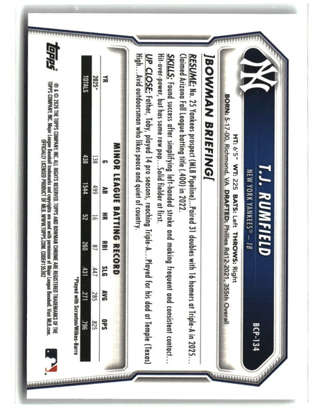 T.J. Rumfield 2026 Bowman Chrome Prospects #BCP-134