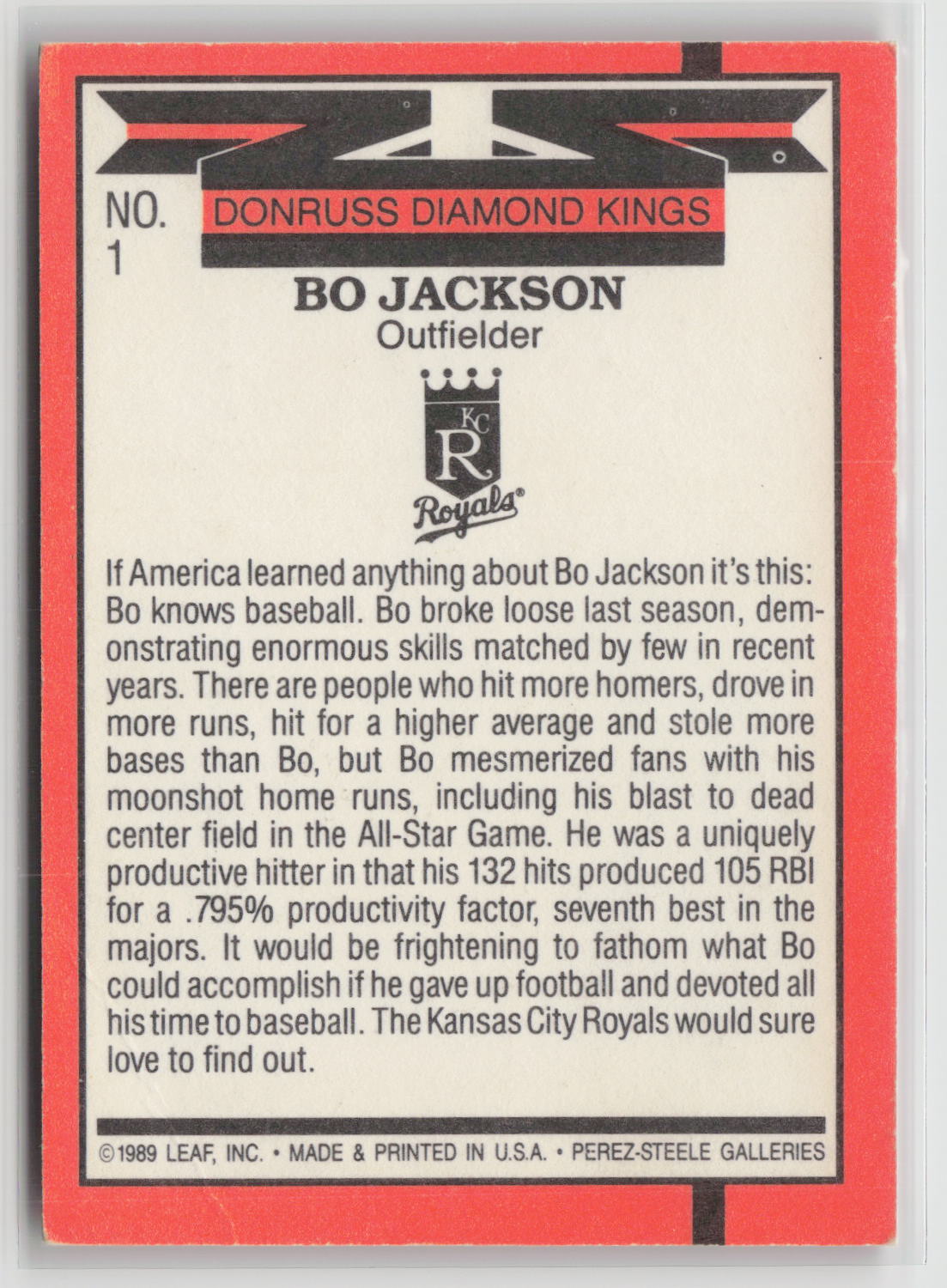 Bo Jackson 1989 Donruss #1