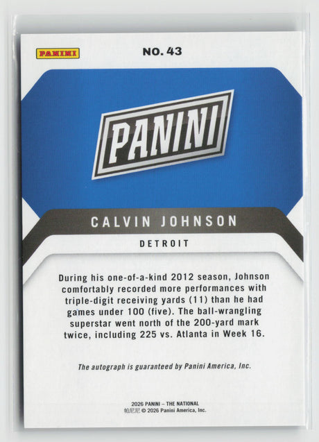 Calvin Johnson 2026 National Convention Silver Redemption Packs Auto /25 #43