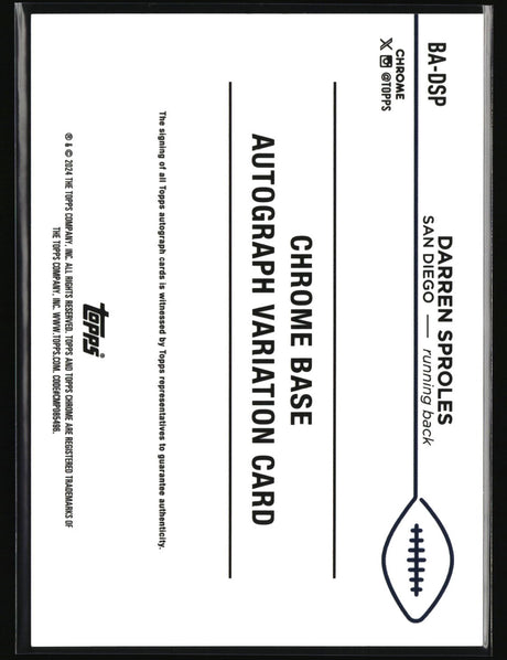 Darren Sproles 2024 Topps Chrome Autographs Purple Sapphire #BA-DSP #/10