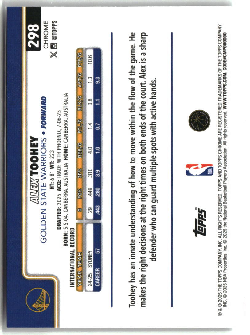 Alex Toohey 2025-26 Topps Chrome #298