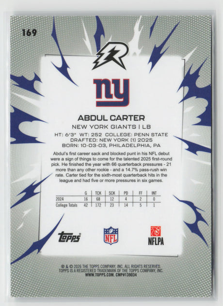 Abdul Carter 2025 Topps Resurgence #169