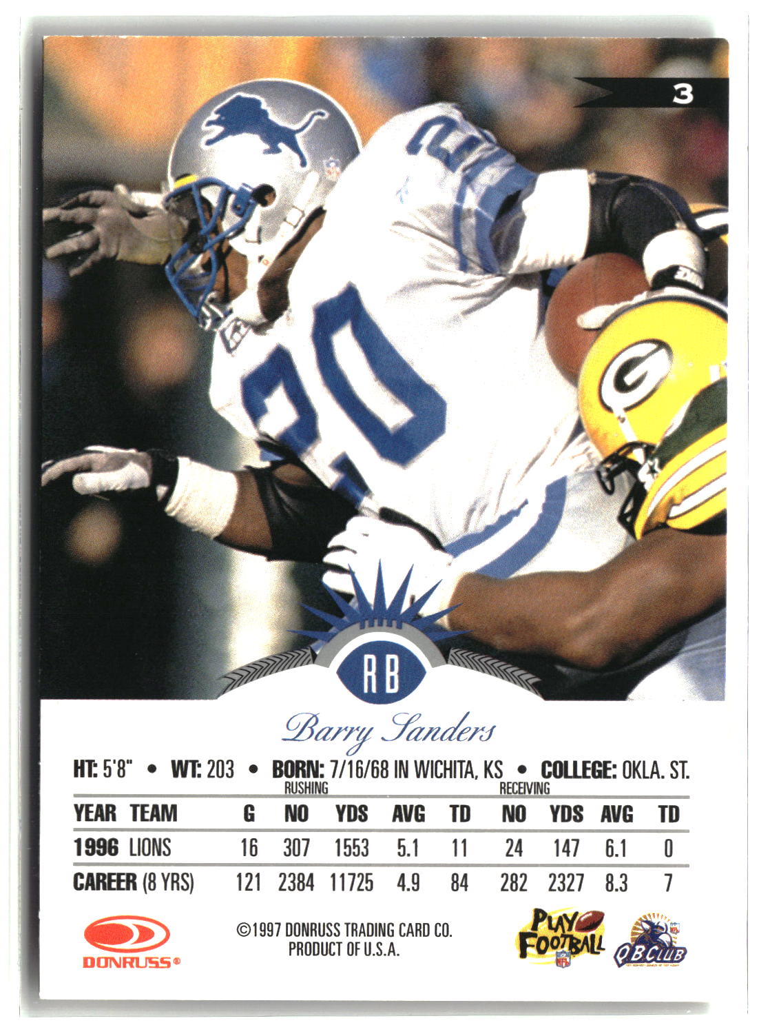 Barry Sanders 1997 Leaf #3