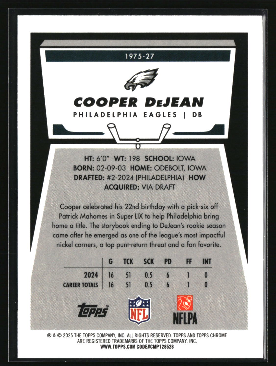Cooper DeJean 2025 Topps Chrome 1975 Topps #1975-27