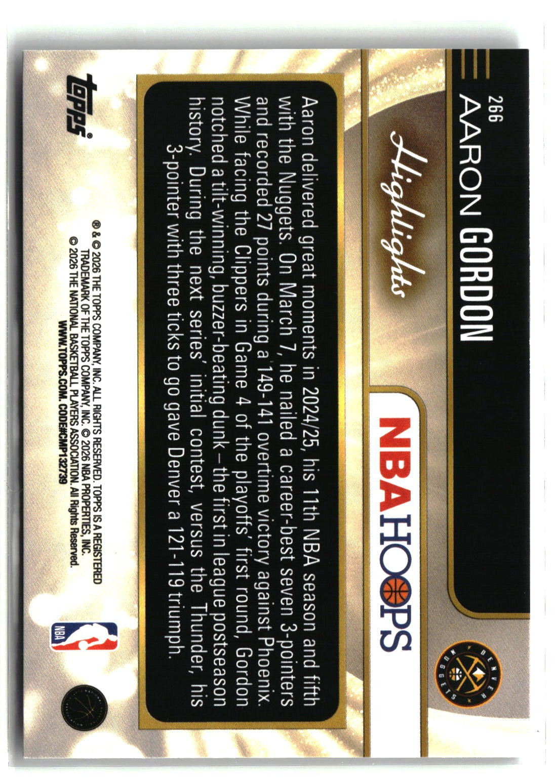 Aaron Gordon 2025-26 Hoops #266