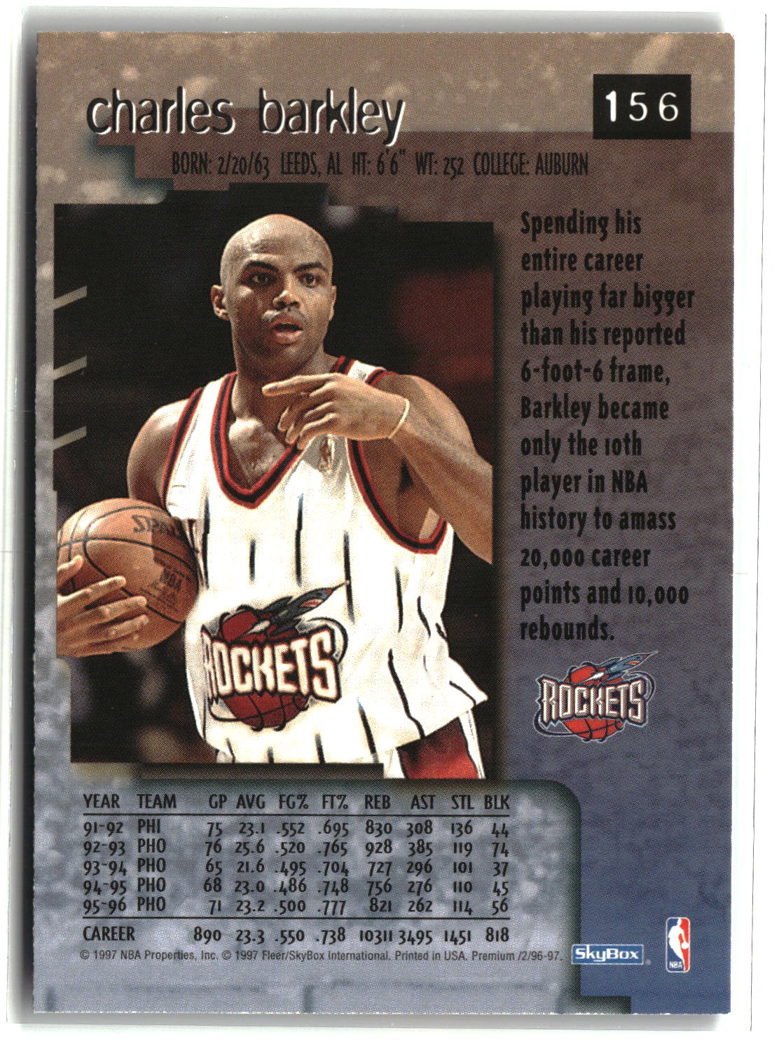 Charles Barkley 1996-97 SkyBox Premium #156