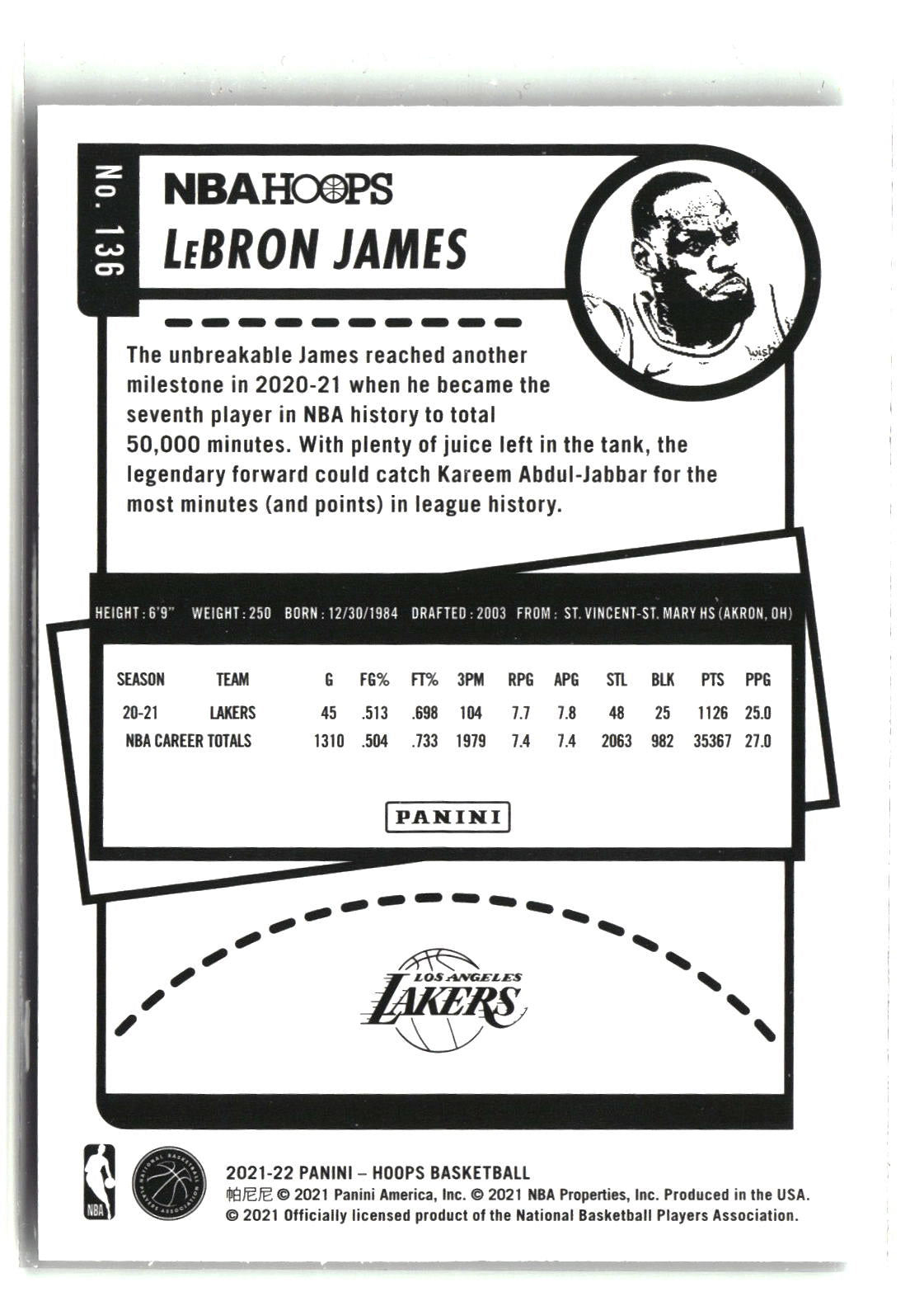 LeBron James 2021-22 Hoops #136