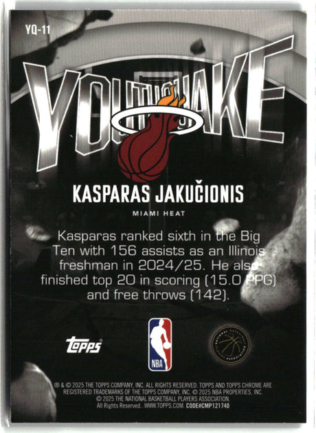 Kasparas Jaku?ionis 2025-26 Topps Chrome Youthquake #YQ-11