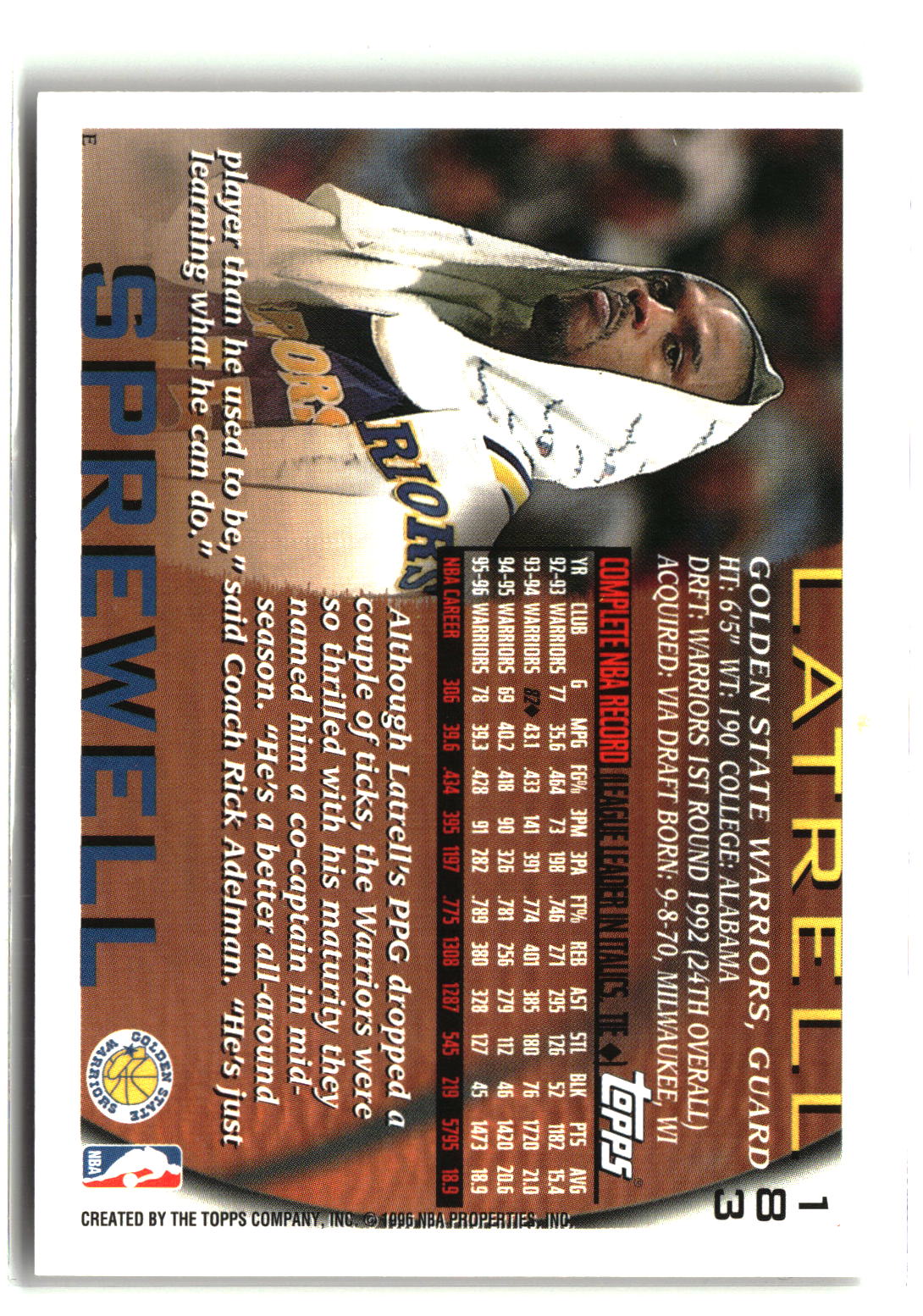 Latrell Sprewell 1996-97 Topps #183