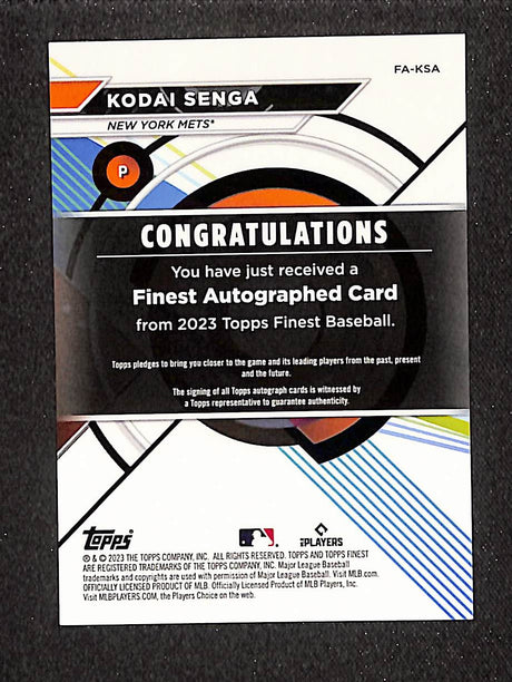 Kodai Senga 2023 Finest Finest Autographs Blue Refractor #FA-KSA #/150