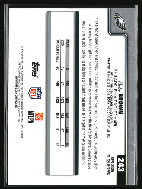 A.J. Brown 2025 Topps Chrome Ray Wave Refractor #243