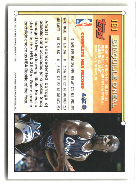 Shaquille O'Neal 1993-94 Topps #181