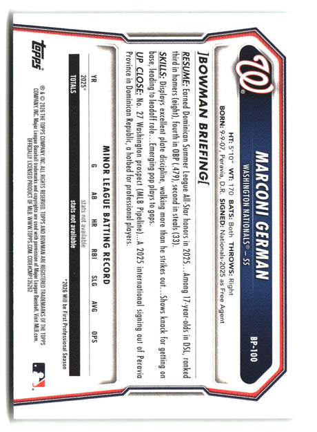 Marconi German 2026 Bowman Prospects #BP-100