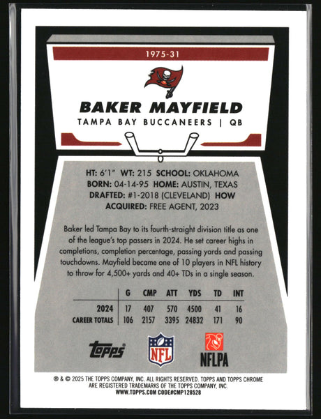 Baker Mayfield 2025 Topps Chrome 1975 Topps #1975-31